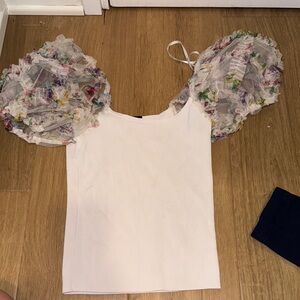 Lulu's White Ruffled Puff Sleeve Blouse